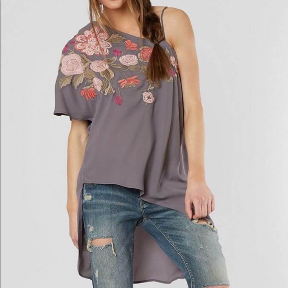gimmicks by BKE Tops - Gimmicks one shoulder embroidered tunic NWT